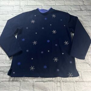 Vintage Holiday Mockneck Fleece Snowflake Sweater